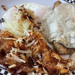 Ben&apos;s order of Country Fried Steak with Gravy. He enjoyed this.