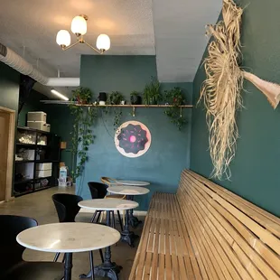 Donut sign and seatings
