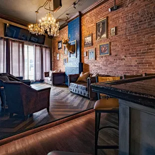 a living room and dining area