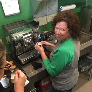 she can operate most of the drink making machines with a smile