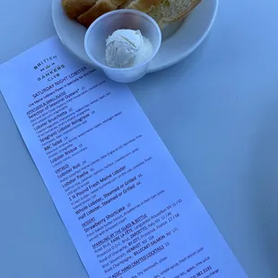 Bread & SATURDAY NIGHT LOBSTER menu