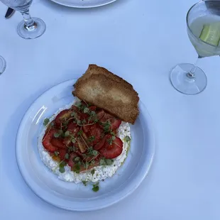 Heirloom Tomato & Strawberry Salad and a Mutual Fund drink