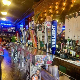 Beer handles at the bar