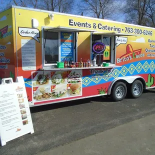 Outside of the food trailer.