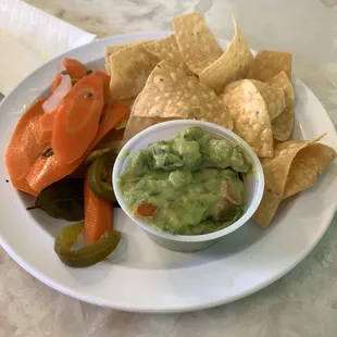 Sample Plate of Chips &amp; Guacamole