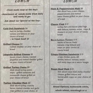 Lunch Menu