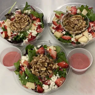 Strawberry spring salad with a handmade strawberry vinaigrette!