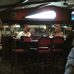 The bar with its uniquely-shaped window