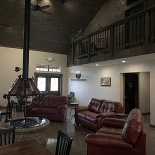 the living room and dining area