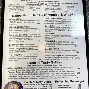 For some reason I just took a picture of one page of the menu