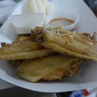 Sriracha wings. Sauce on the side