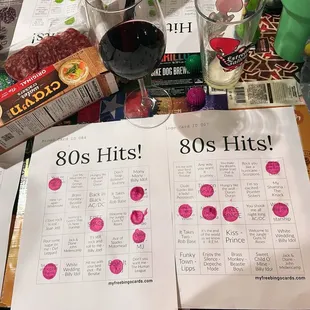 80's Music Bingo