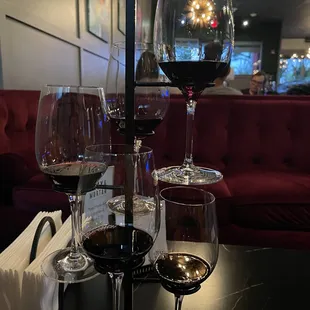 wine glasses on a table