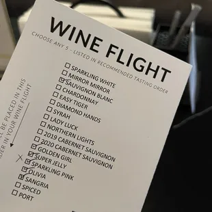 wine flight checklist