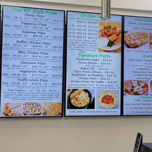 menus on the wall