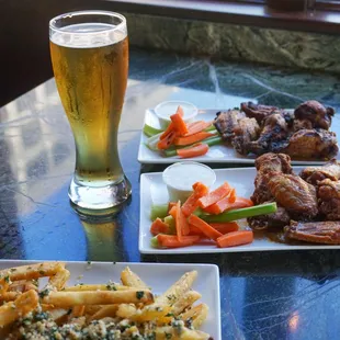 Garlic fries and wings