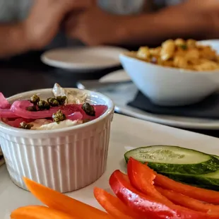 Appetizers: Smoked Salmon Spread and Mac and Cheese