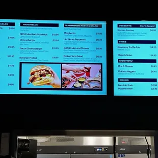 Food menu. Reasonable prices. Corn dip and nachos are gluten-free. I think the hot wings also.