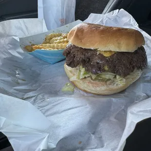 Bro burger and Galric fries $15