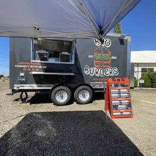a food truck parked in a parking lot