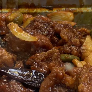 a close up of a dish of food