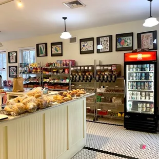 the interior of a bakery