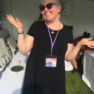 When you stroll into someone's booth wearing their jewelry ... #broadrippleartfair