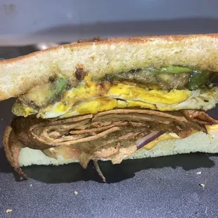 Fried Egg Sandwich with vegan seitan bacon