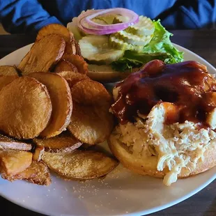BBQ Chicken Sandwich with Pub Chips was tasty