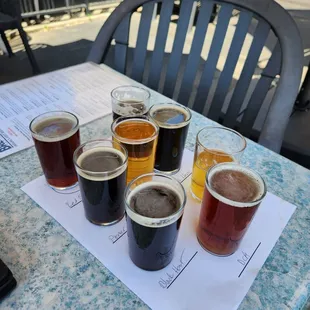 Our flight of eight beers
