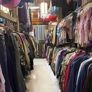 clothing racks inside the store