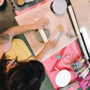 Working in the ceramics studio