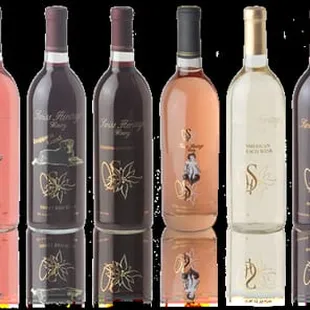 a variety of wine bottles