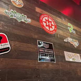 a wall of stickers