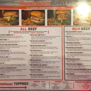 burgers on the menu