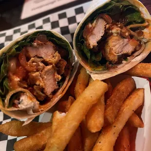 Buffalo Chicken Wrap with yummy fries