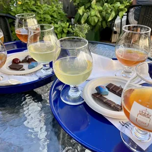 a variety of beers and chocolates