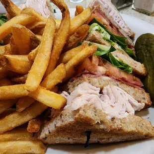 Roasted Turkey Club on Wheat Toast n  Fries