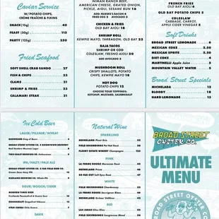 Menu
food drinks beer wine seafood