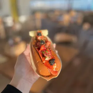 Lobster roll with caviar