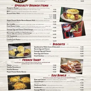 menu for brunch menu