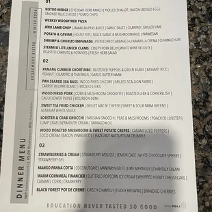 menu