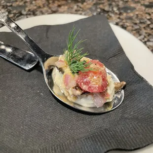 Greek Spoon of cucumber, tomato &amp; feta