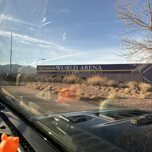 the view from the windshield of a car