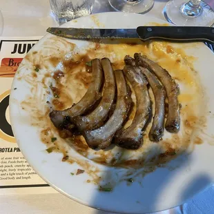 Finished! An amazing dinner of ribs at one of the monthly wine pairing dinners.