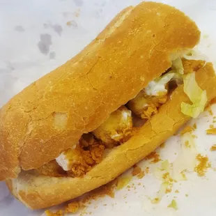 Half of a Fried Shrimp Po Boy. Got too excited and ate the other half