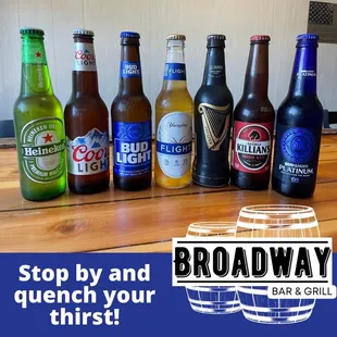 a row of beer bottles