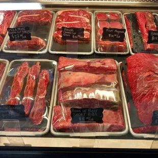 a variety of meats on display