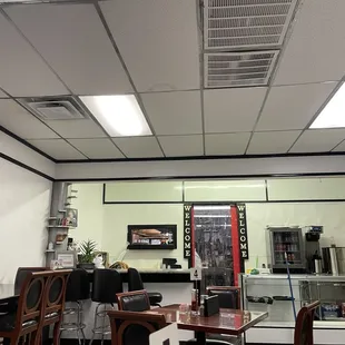 a view of the kitchen and dining area