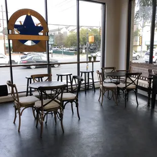 Inside of the place you could sit down and enjoy your bake goods  or maybe a coffee